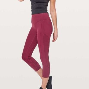 Lululemon All The Right Places Crop II *23" Size 6 Pink purple fuschia color
